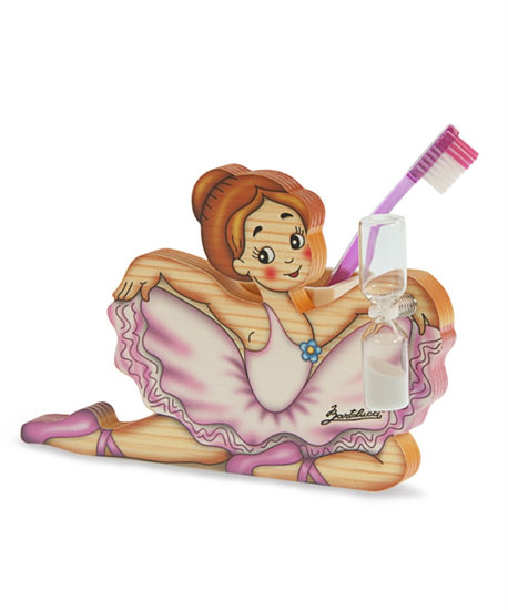 Houten tandenborstelhouder ballerina zandloper | Bartolucci