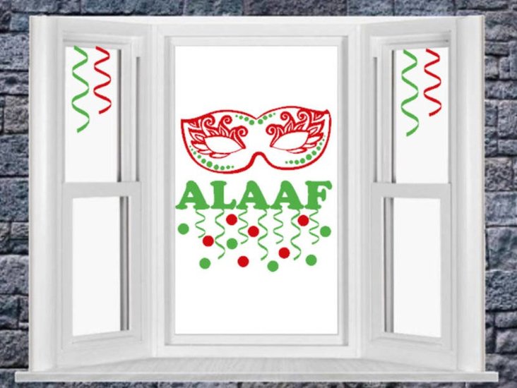 Raamsticker set Carnaval Alaaf, Confetti en masker | Rosami