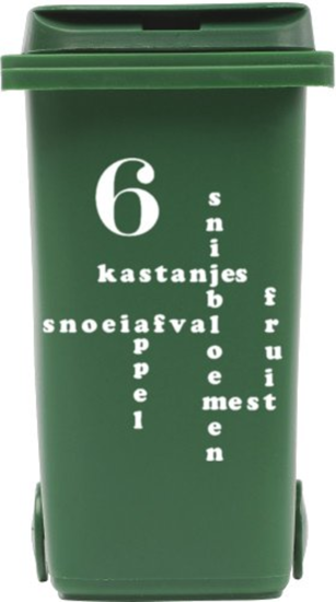 Gft sticker voor kliko container met huisnummer | Rosami Decoratiestickers