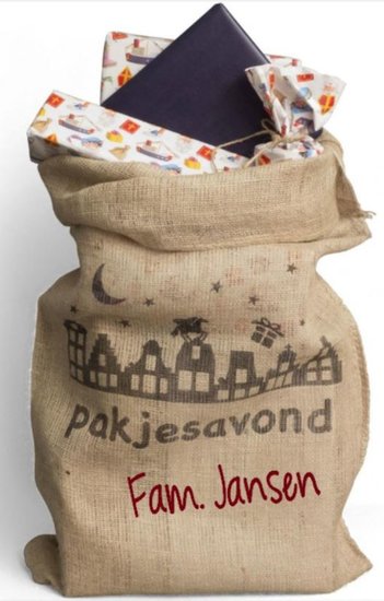 Jute cadeau zak met naam pakjesavond | Rosami Decoratiestickers