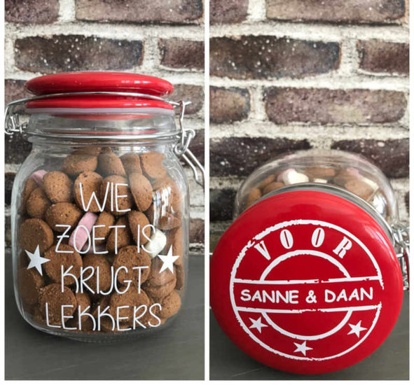 Pepernoten pot met naam | Rosami Decoratiestickers