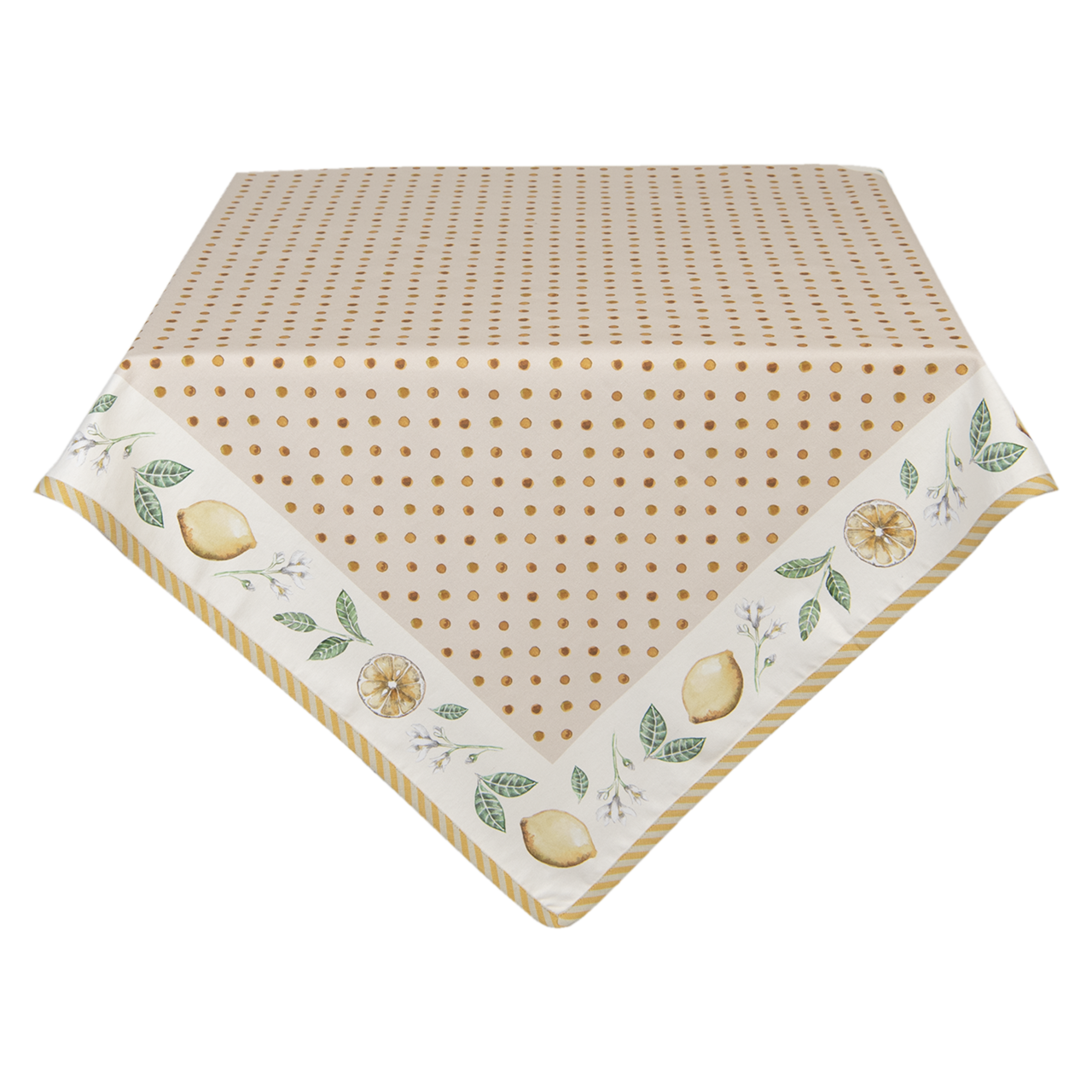 Clayre & Eef   | Vierkant Tafelkleed Beige, Geel 100x100 cm | LEL01