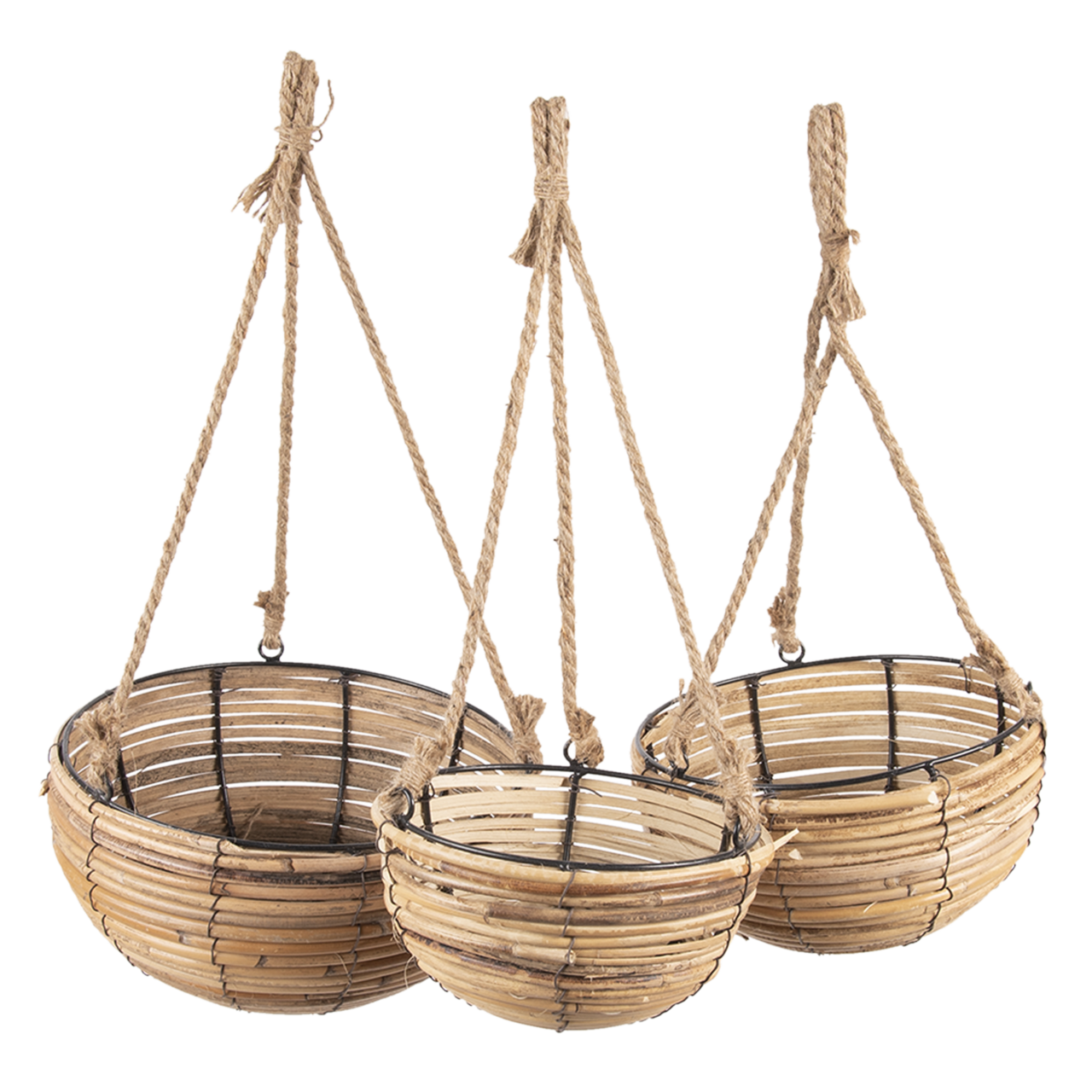 Clayre & Eef   | Plantenhanger Binnen Set van 3 Bruin ø 28x15 / 24x14 / 20x11 cm | 6RO0511