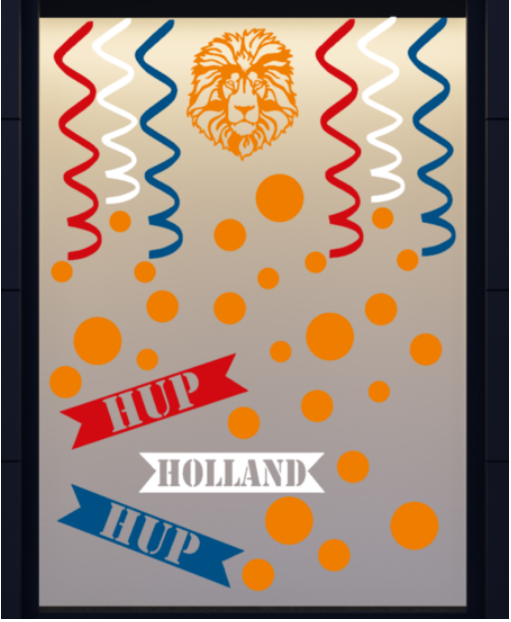 35 delige voetbal sticker set herbruikbaar serpentine, confetti hup holland leeuw | Rosami Decoratiestickers