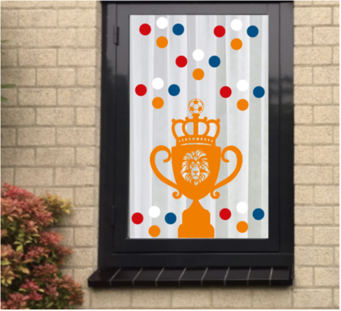 Voetbal EK WK (raam) sticker set herbruikbaar Beker & Confetti | Rosami Decoratiestickers