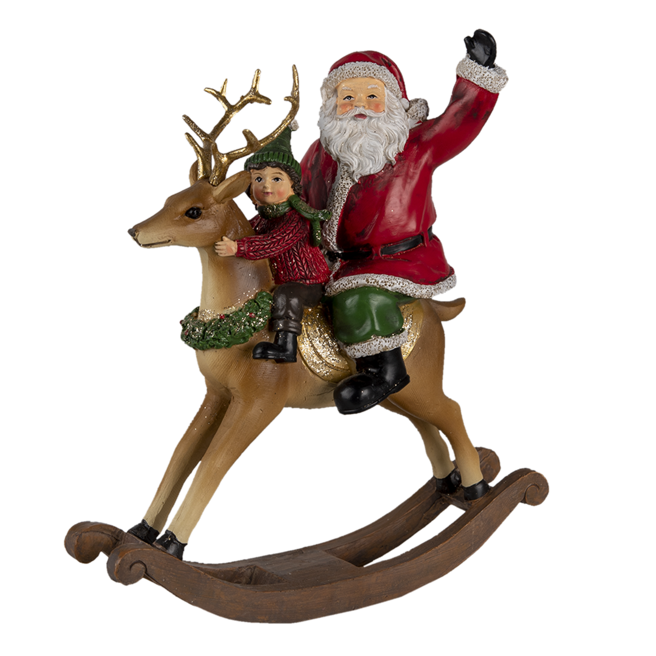 Clayre & Eef   | Kerstdecoratie Beeld Kerstman Rood, Groen 20x7x22 cm | 6PR4716