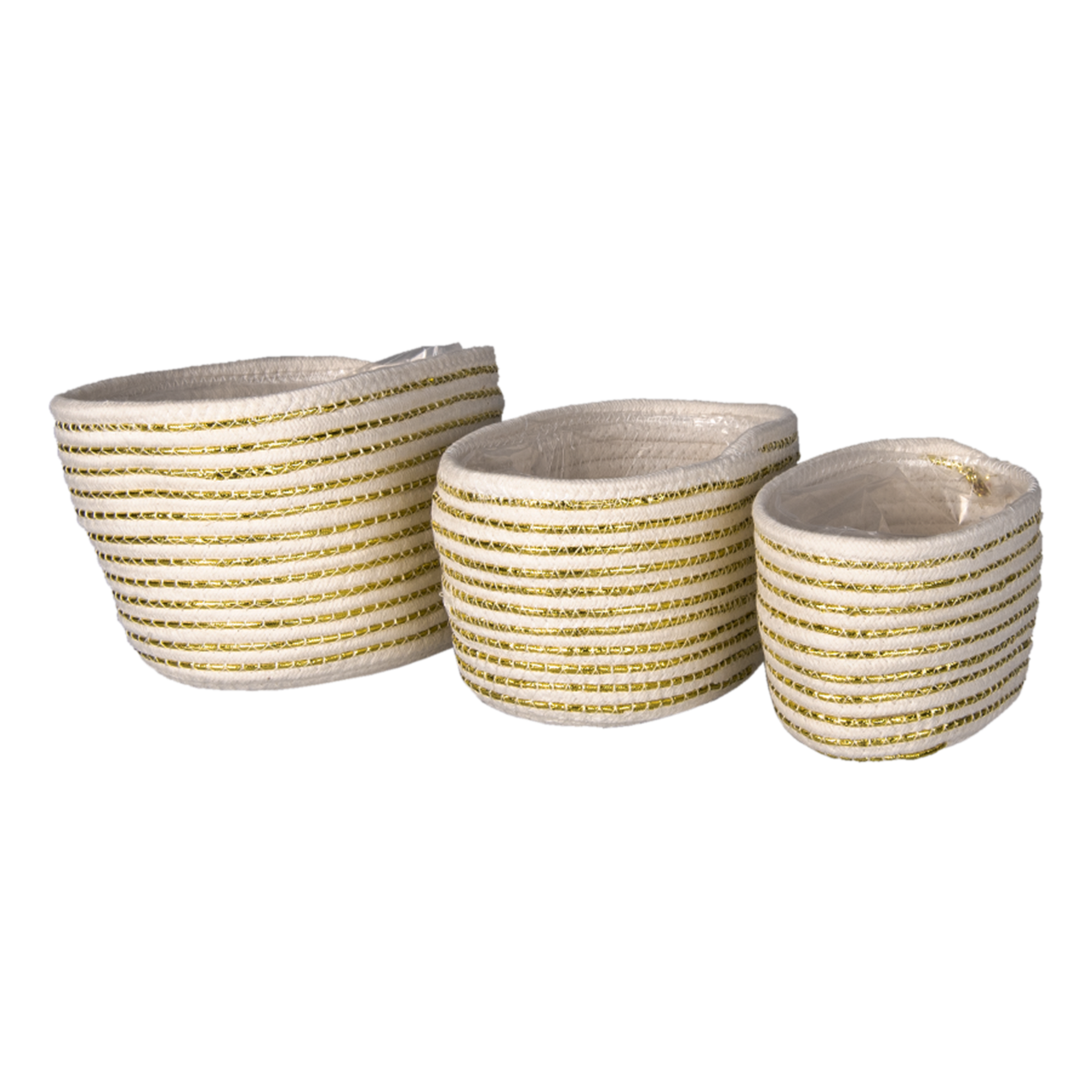 Clayre & Eef   | Opbergmanden Set van 3 Wit 28x14x14 / 26x12x12 / 24x10x12 cm | 6RO0527