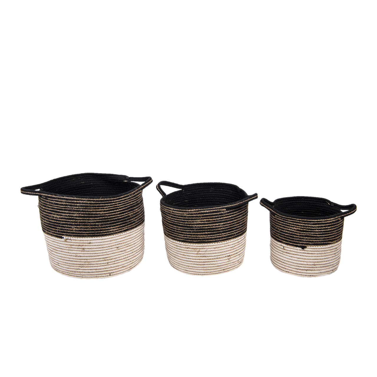 Clayre & Eef   | Opbergmanden Set van 3 Zwart ø 52x31 / ø 46x27 / ø 37x23 cm | 6RO0528