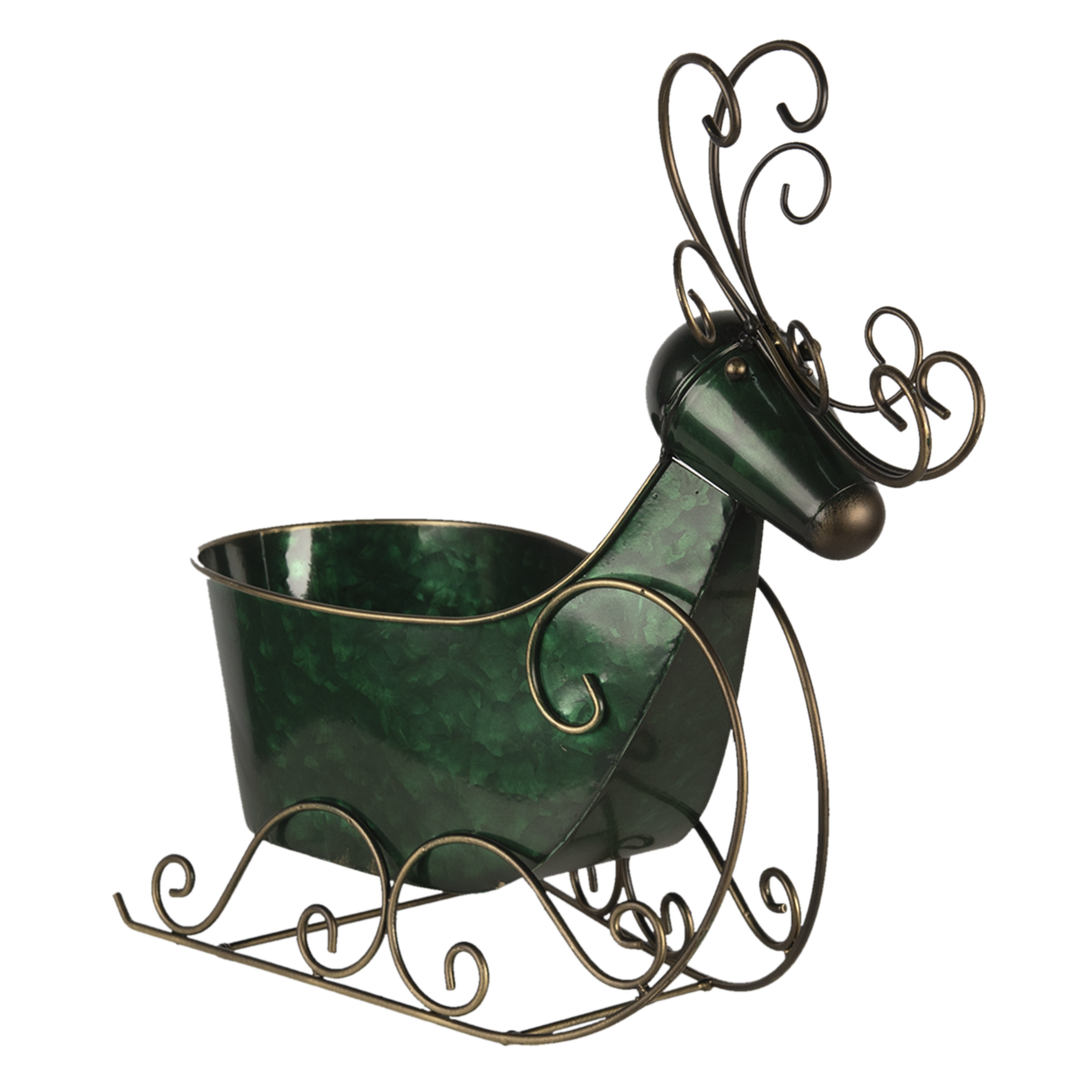 Clayre & Eef   | Kerstdecoratie Beeld Rendier Groen 34x17x37 cm | 6Y4444