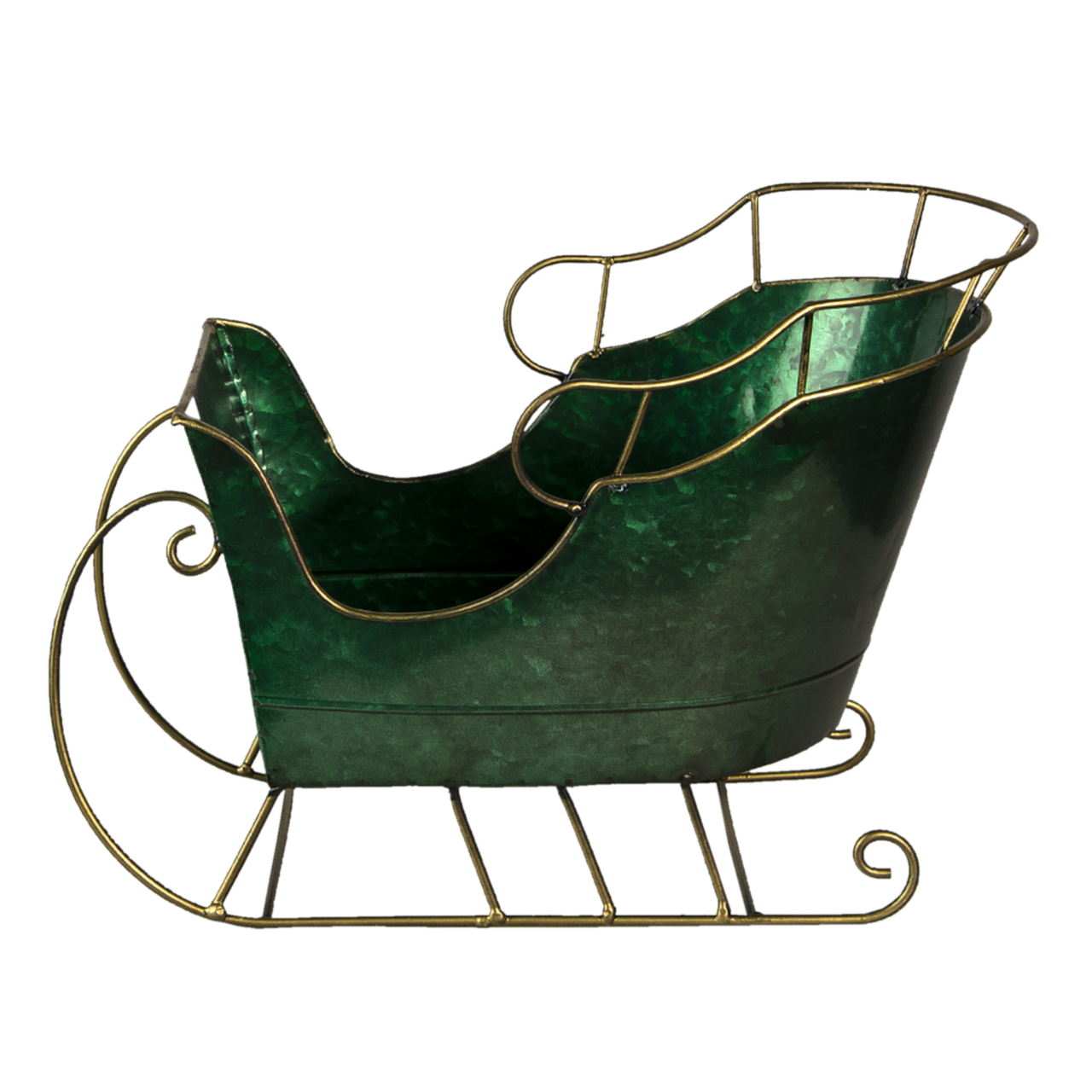 Clayre & Eef   | Kerstdecoratie Beeld Slee Groen 34x18x22 cm | 6Y4445