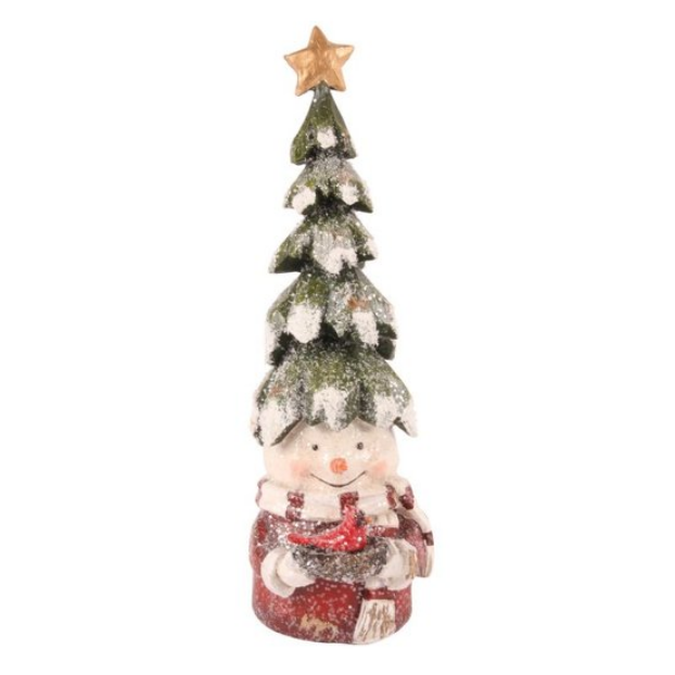 Decoratie sneeuwpop met kerstboom op zijn hoofd 22 cm | Dutch Style | 11264850