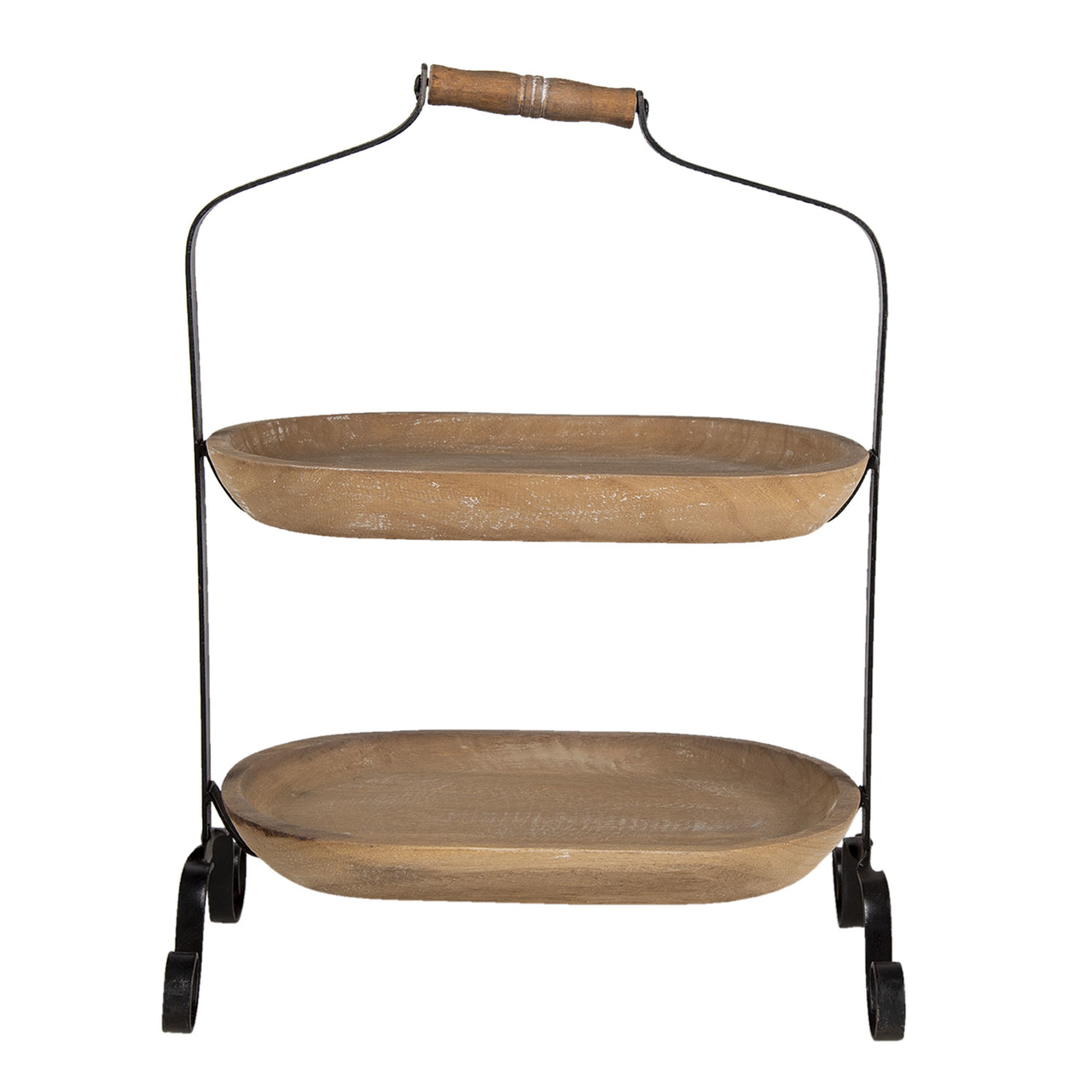 Clayre & Eef   | Etagère 2 laags Bruin 38x21x50 cm | 6H2085