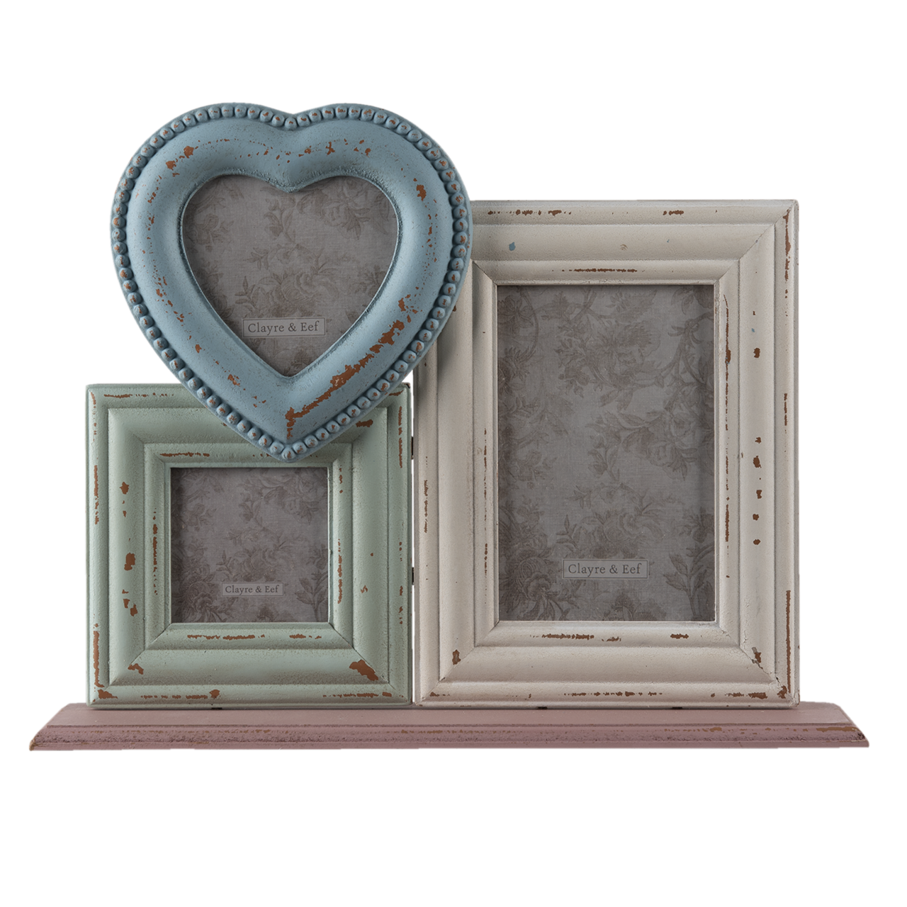 Clayre & Eef   | Fotolijst Beige, Blauw 34x7x25 cm / 10x10 / 7x7 / 10x15 cm | 2F0896