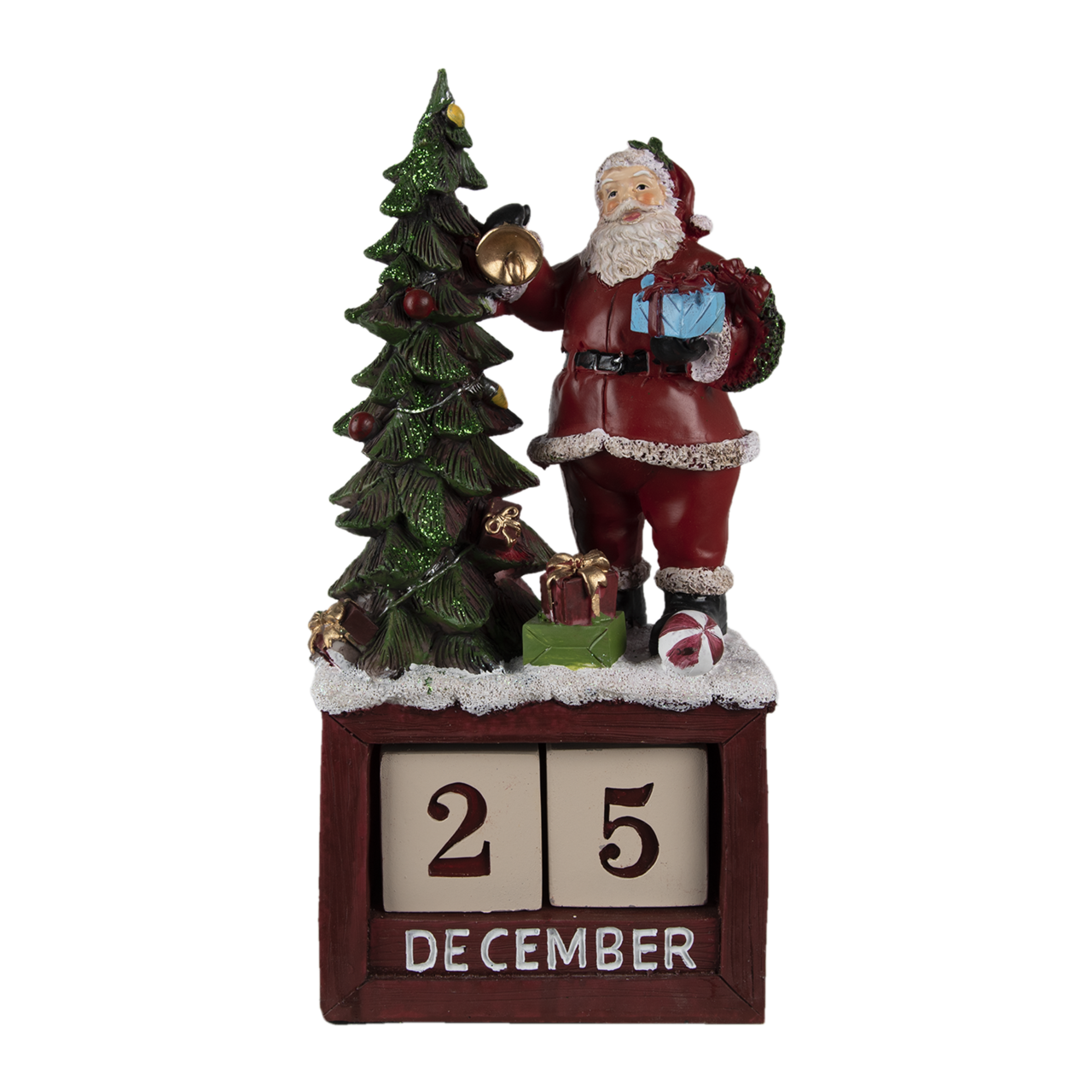 Clayre & Eef   | Kerstdecoratie Beeld Kerstman Rood, Groen, Wit 16x10x34 cm | 6PR4762