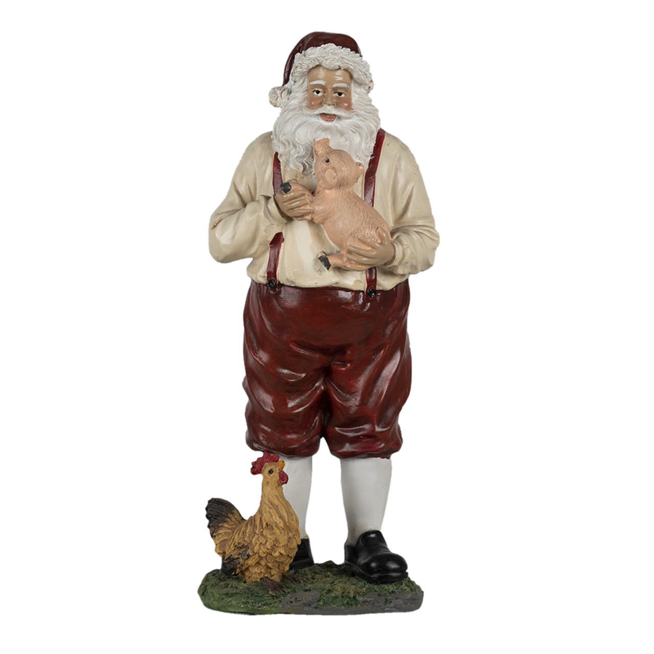 Clayre & Eef   | Kerstdecoratie Beeld Kerstman Rood, Beige 11x9x27 cm | 6PR4755