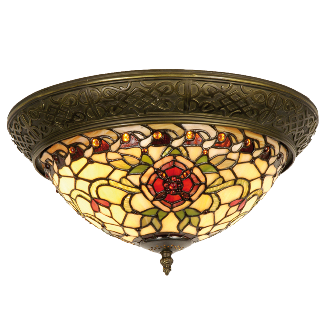 Clayre & Eef   | Plafondlamp Tiffany Rood, Groen ø 38x19 cm E14/max 2x40W | 5LL-5356