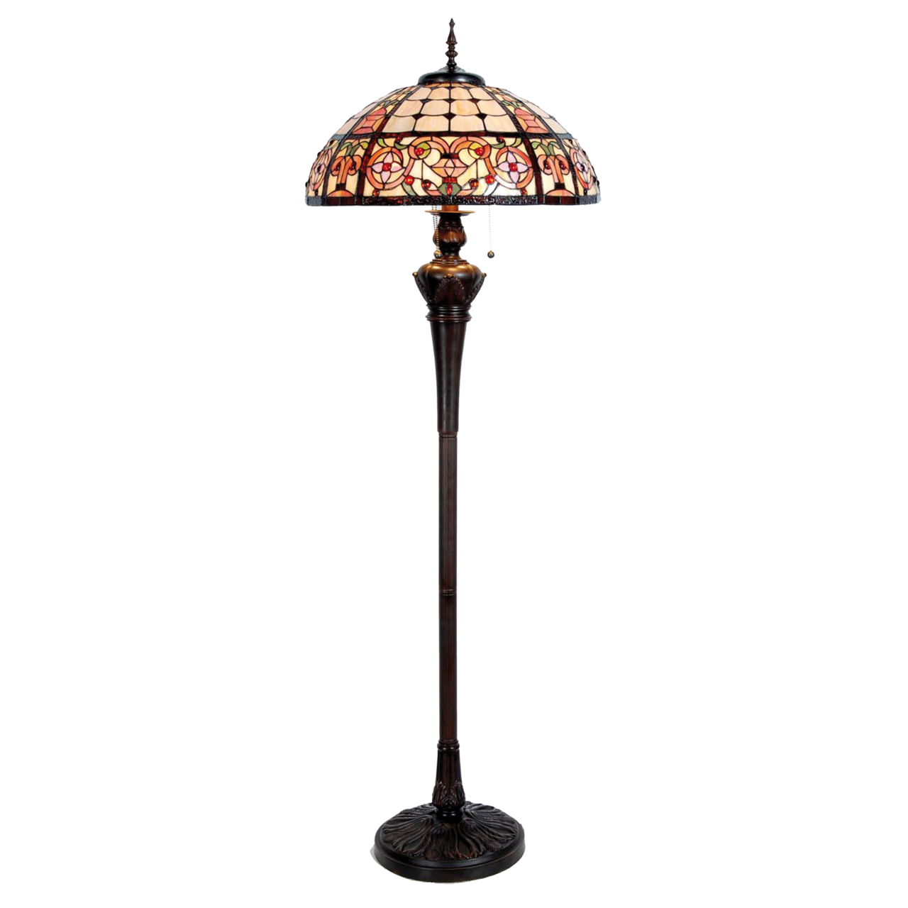 Clayre & Eef   | Tiffany Vloerlamp Beige, Rood ø 57x166 cm E27/max 3x60W | 5LL-5598