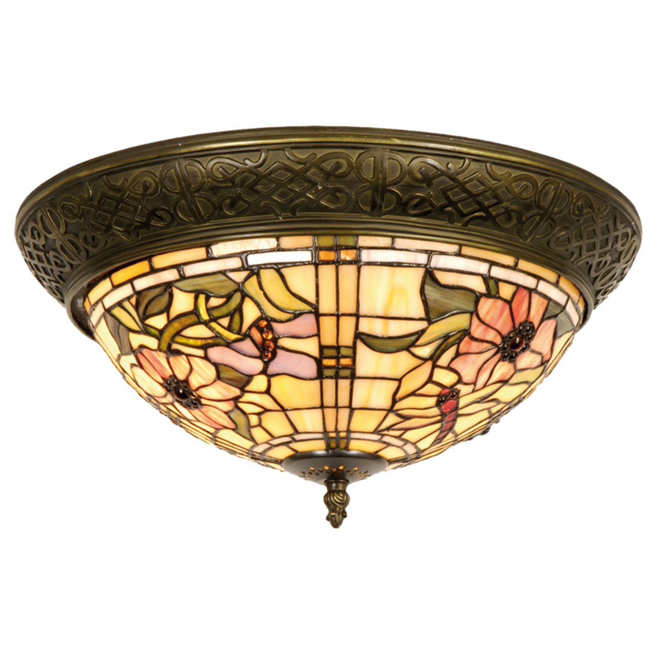 Plafondlamp Tiffany ø 38*19 cm E14/max 2*40W Koperkleurig | 5LL-5350 | Clayre & Eef