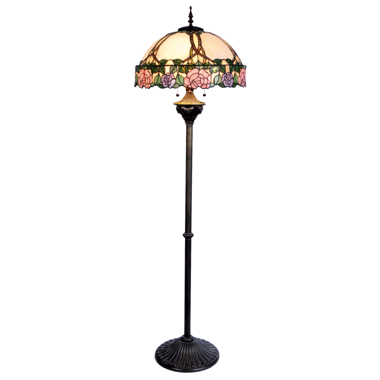 5LL-5612 Tiffany Vloerlamp Groen, Roze ø 50*164 cm E27/max 3*60W ø 50*164 cm E27/max 3*60W Multi | 5LL-5612 | Clayre & Ee