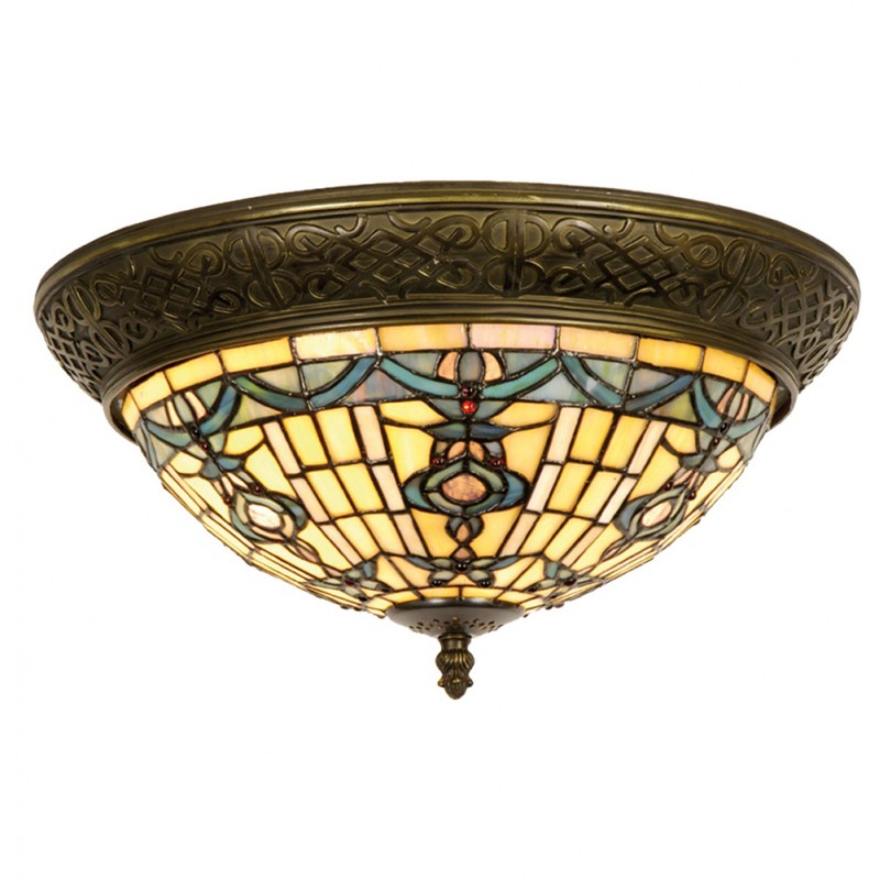 5LL-5351 Plafondlamp Tiffany Beige, Blauw ø 38*19 cm E14/max 2*40W ø 38*19 cm E14/max 2*40W Beige | 5LL-5351 | Clayre & E