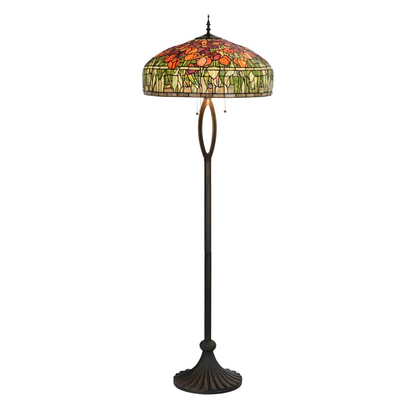 5LL-6041 Tiffany Vloerlamp Meerkleurig ø 56*165 cm E27/max 3*60W ø 56*165 cm E27/max 3*60W Multi | 5LL-6041 | Clayre & Ee