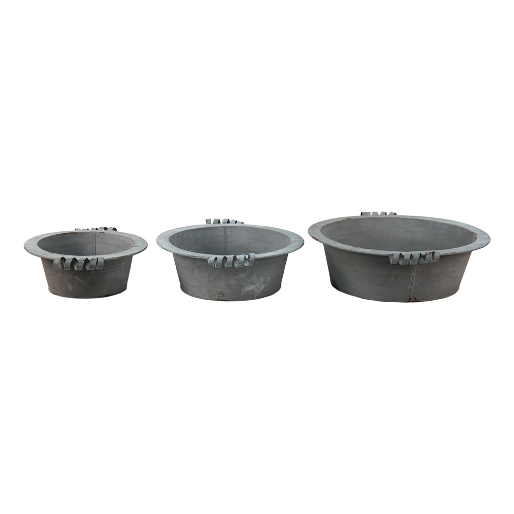 Clayre & Eef   | Decoratie schaal Grijs (3) ø 36x11 / ø 30x10 / ø 24x9 cm | 6Y4648