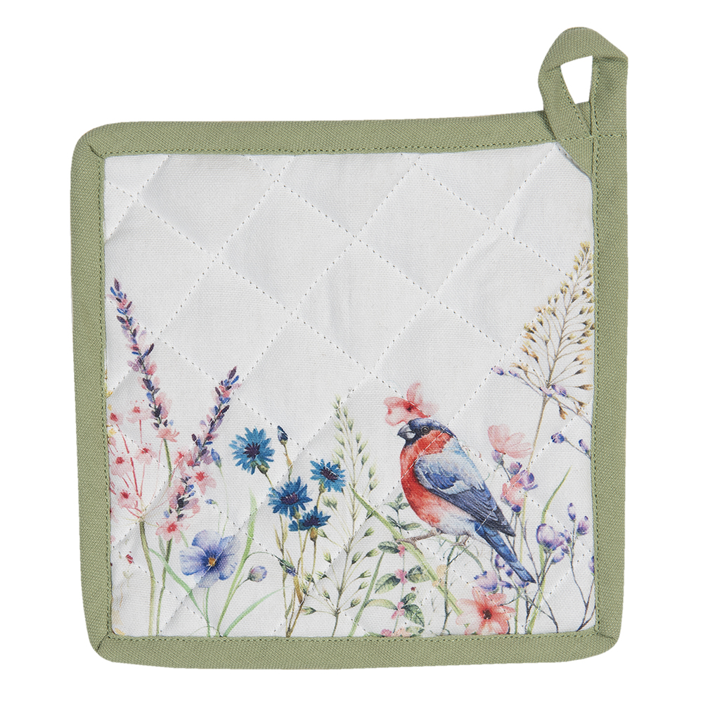 Clayre & Eef   | Pannenlap Wit, Groen, Blauw 20x20 cm | SFL45