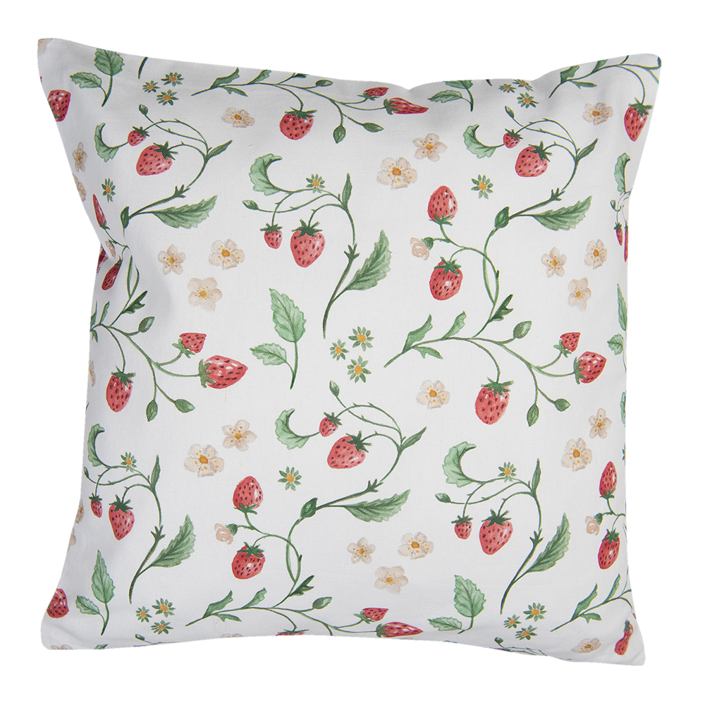 Clayre & Eef   | Kussenhoes Wit, Rood, Groen 40x40 cm | WIS21