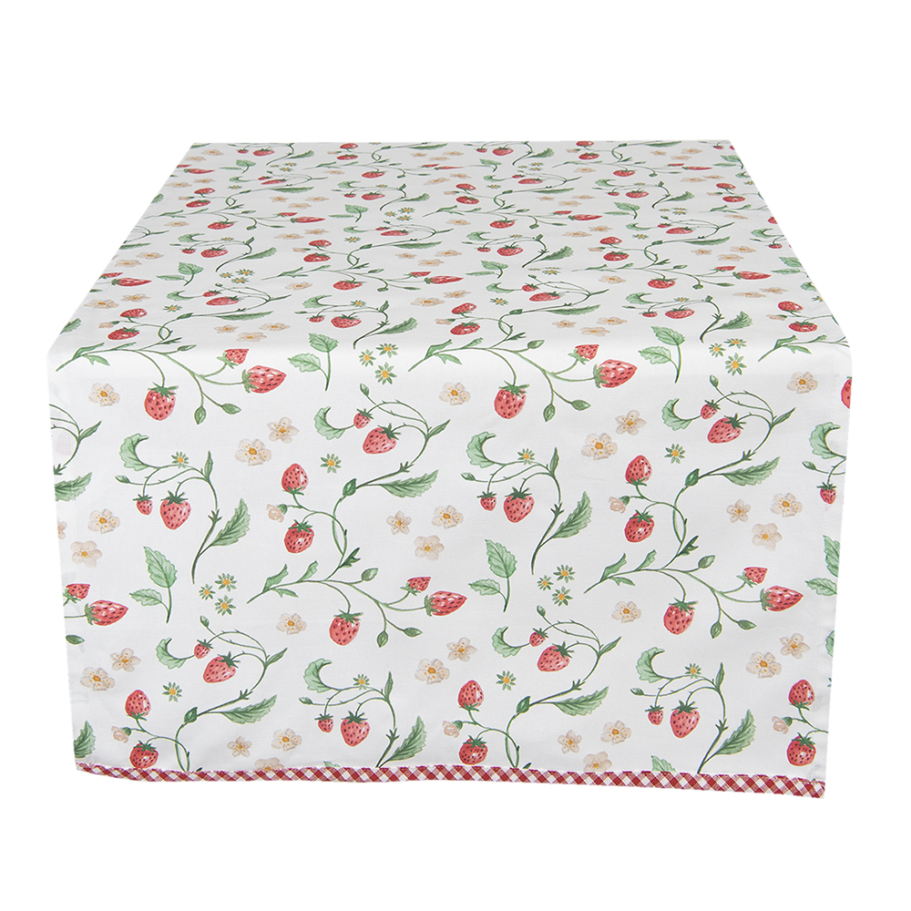 Clayre & Eef   | Tafelloper Wit, Rood, Groen 50x140 cm | WIS64