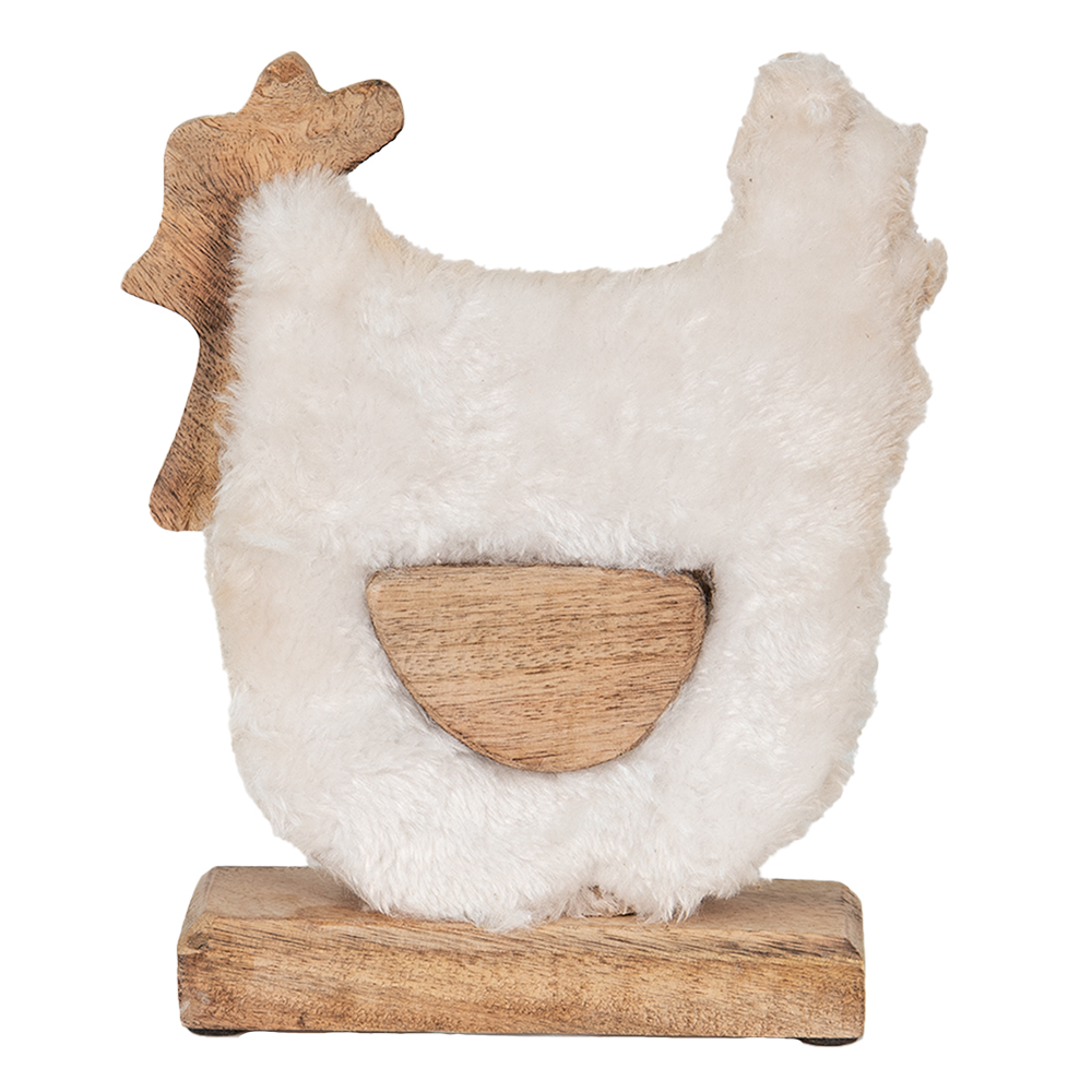 Clayre & Eef   | Decoratie Beeld Haan Wit, Bruin 18x5x21 cm | 6H2162L