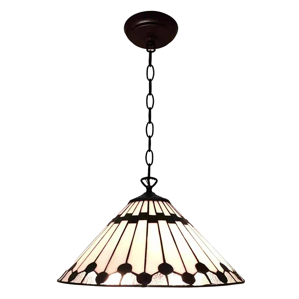 Clayre & Eef   | Hanglamp Tiffany Wit, Bruin ø 40 cm E27/max 1x60W | 5LL-6176