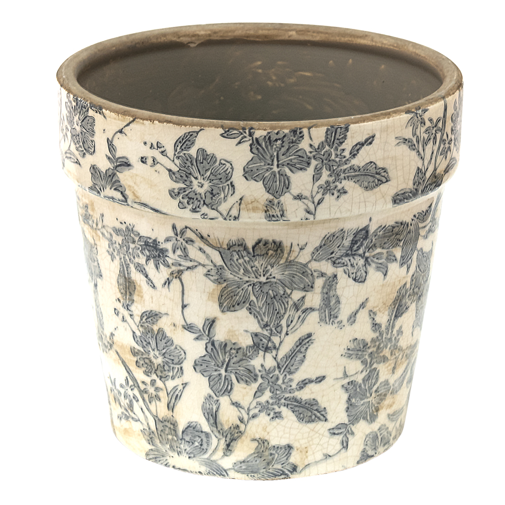 Clayre & Eef   | Bloempot Binnen Grijs Beige ø 16x15 cm | 6CE1448M