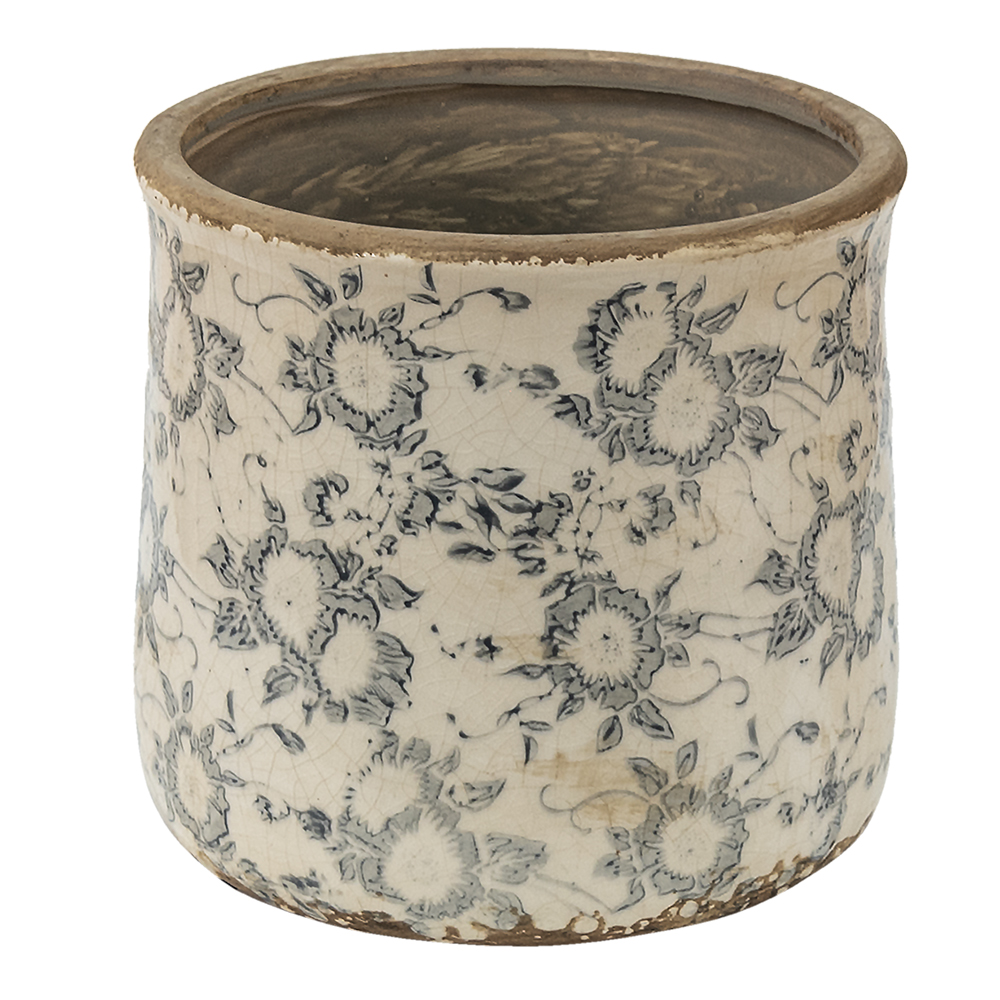 Clayre & Eef   | Bloempot Binnen Grijs, Beige ø 17x16 cm | 6CE1459L