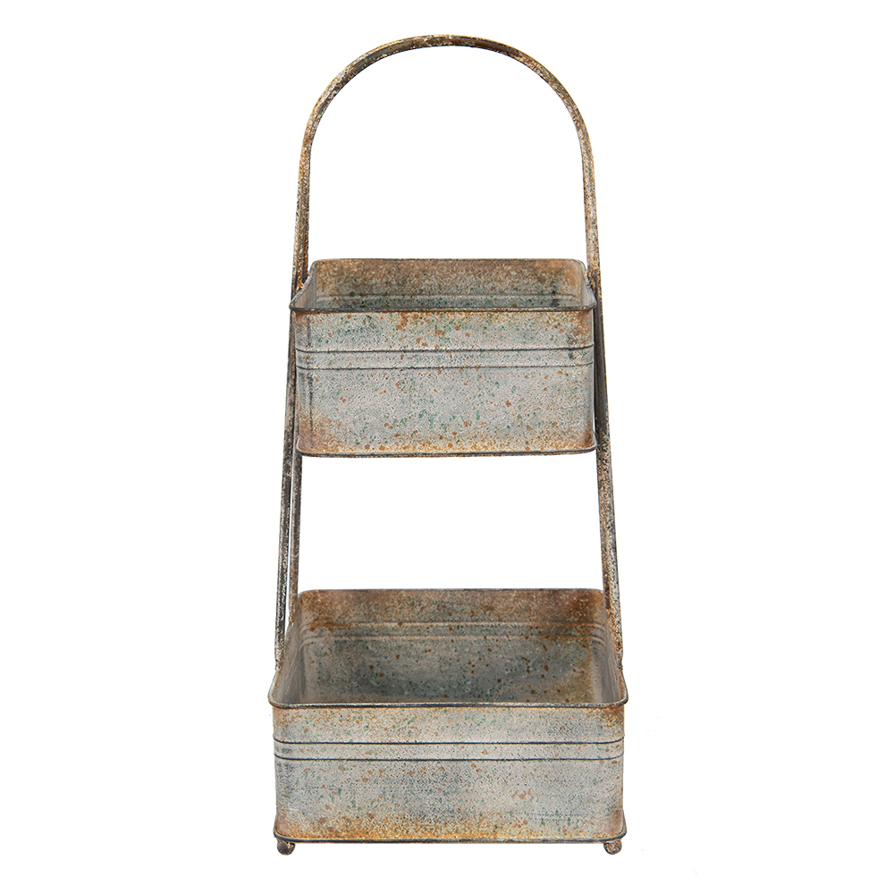 Clayre & Eef   | Etagère 2 laags Grijs 29x29x66 cm | 5Y1098