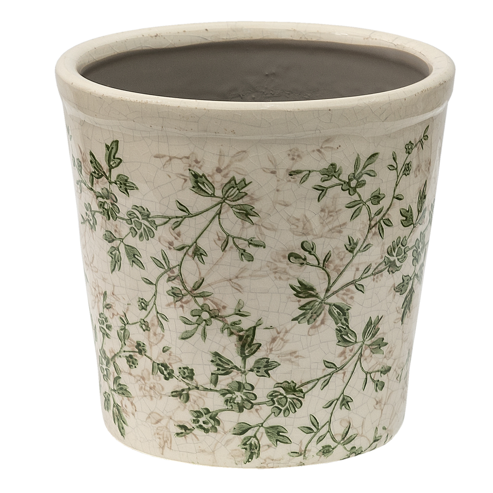 Clayre & Eef   | Bloempot Binnen Groen Beige ø 16x16 cm | 6CE1457L