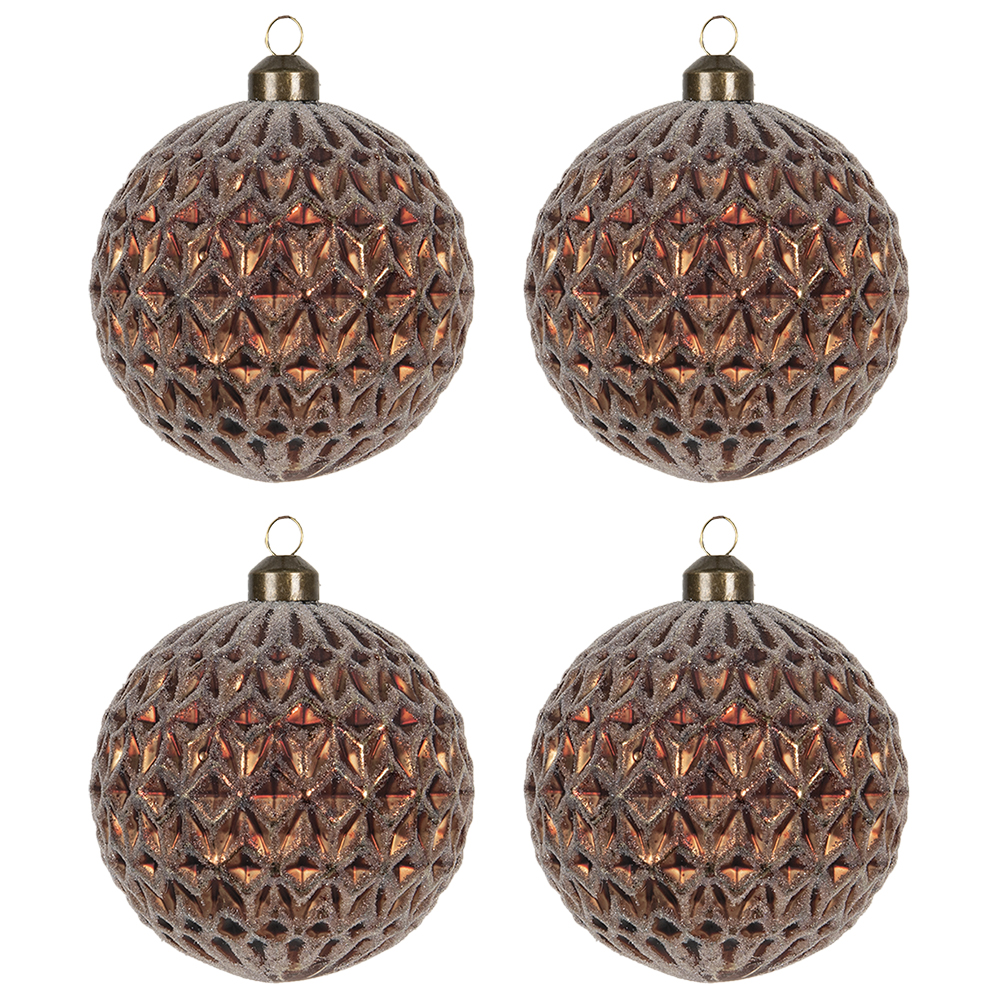 Clayre & Eef   | Kerstballen Set van 4 Rood ø 10x10 cm | 6GL2713