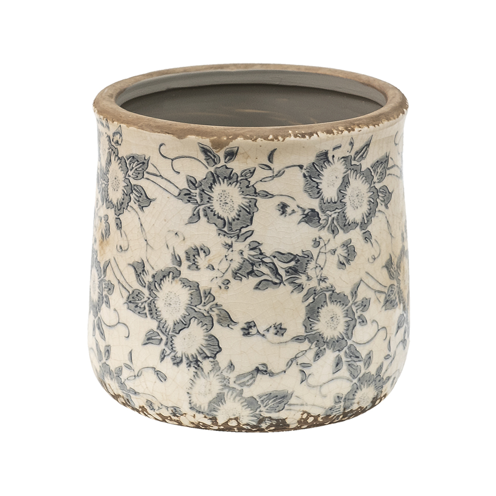 Clayre & Eef   | Bloempot Binnen Grijs, Beige ø 14x14 cm | 6CE1459M