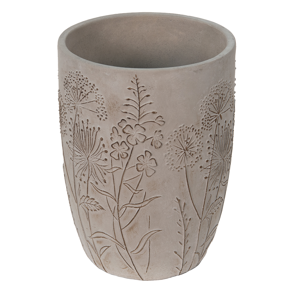 Clayre & Eef   | Bloempot Binnen Grijs, Beige ø 18x25 cm | 6TE0405L