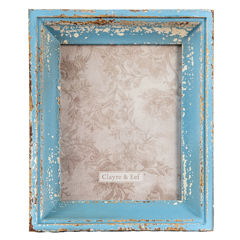 Clayre & Eef   | Fotolijst Blauw, Beige 27x6x32 cm / 18x24 cm | 2F0860