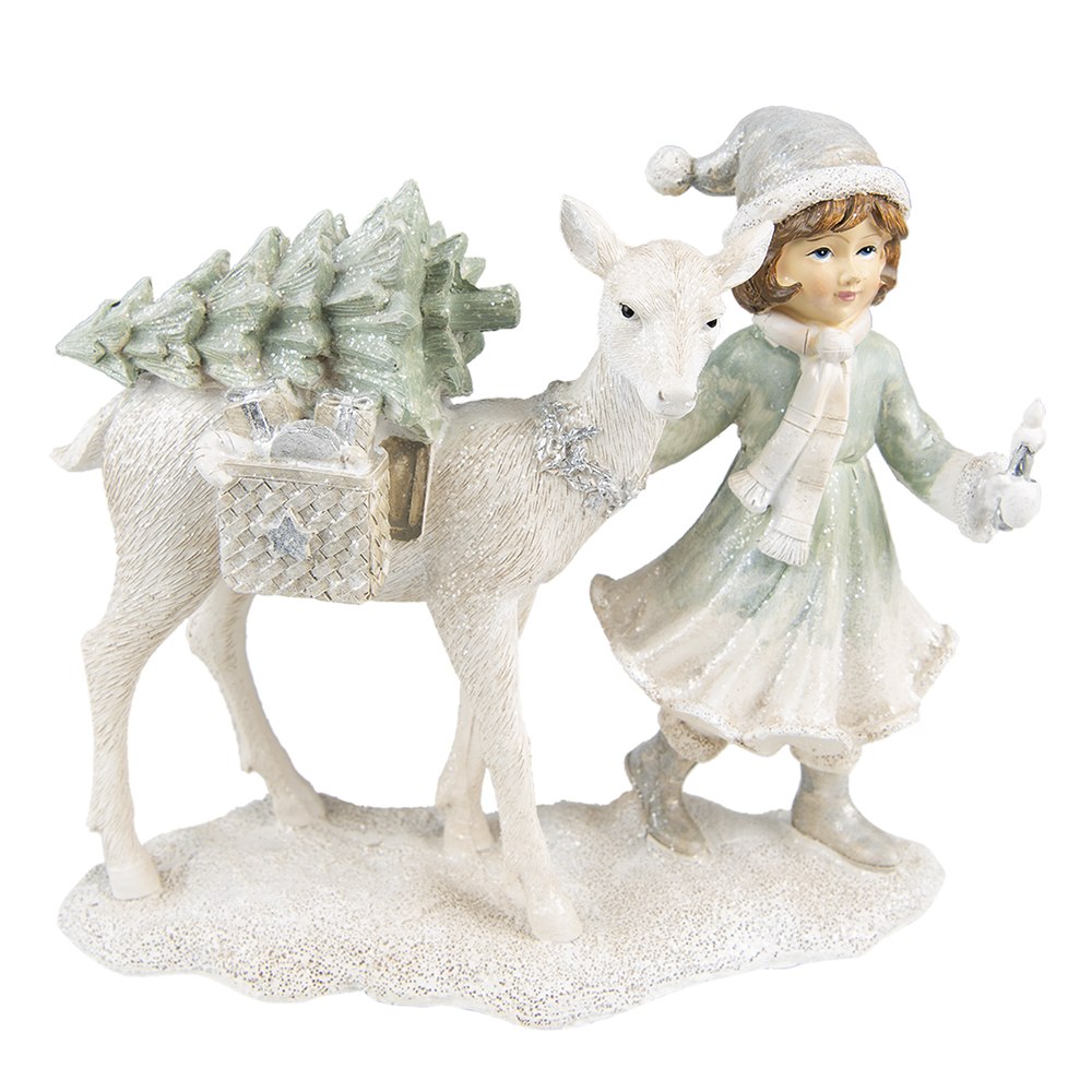 Clayre & Eef   | Kerstdecoratie Beeld Kind Wit 22x9x18 cm | 6PR4808