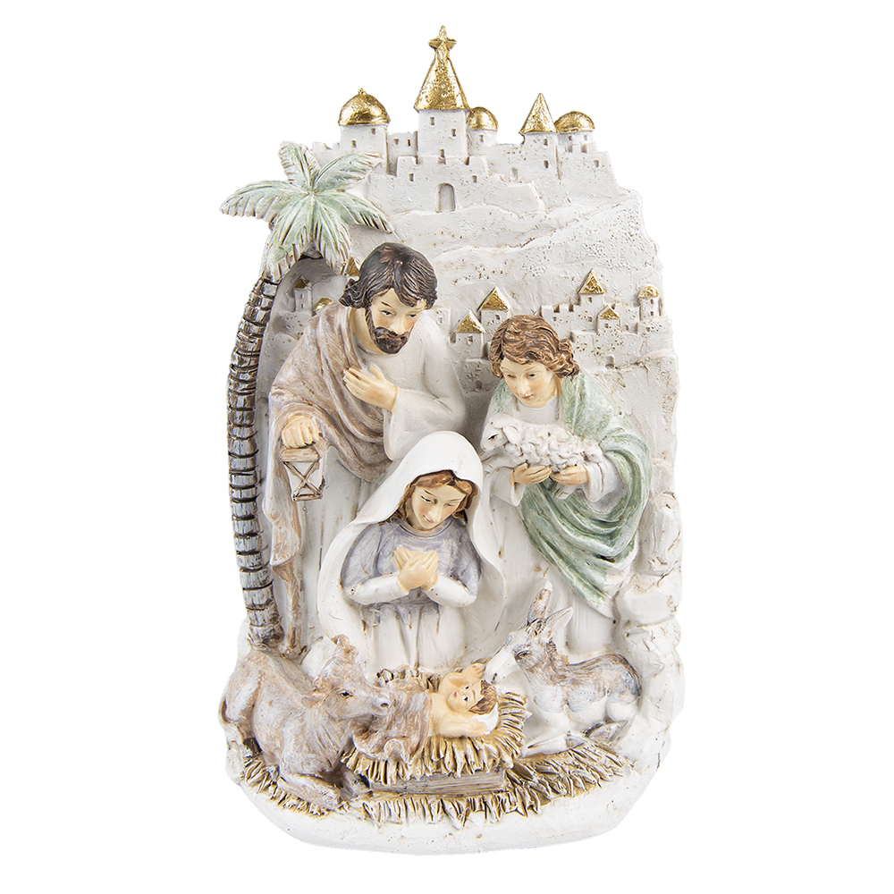 Clayre & Eef   | Kerstdecoratie Beeld Kerstgroep Beige 16x9x24 cm | 6PR4824