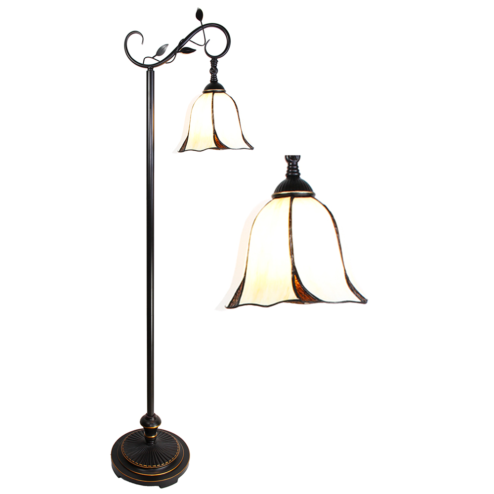 Clayre & Eef   | Tiffany Vloerlamp Wit Bruin 36x25x152 cm E27/max 1x60W | 5LL-6240