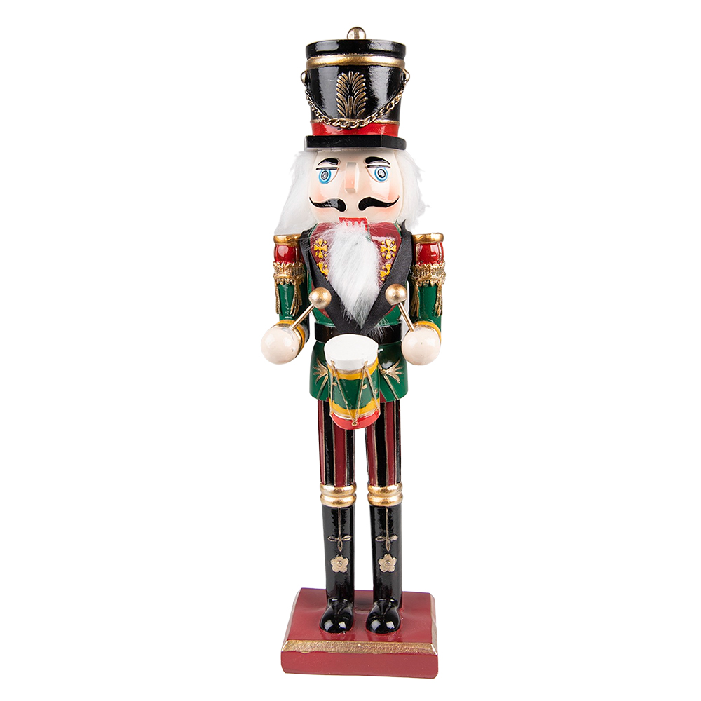 Clayre & Eef   | Kerstdecoratie Beeld Notenkraker Groen Rood 9x7x30 cm | 6PR3811