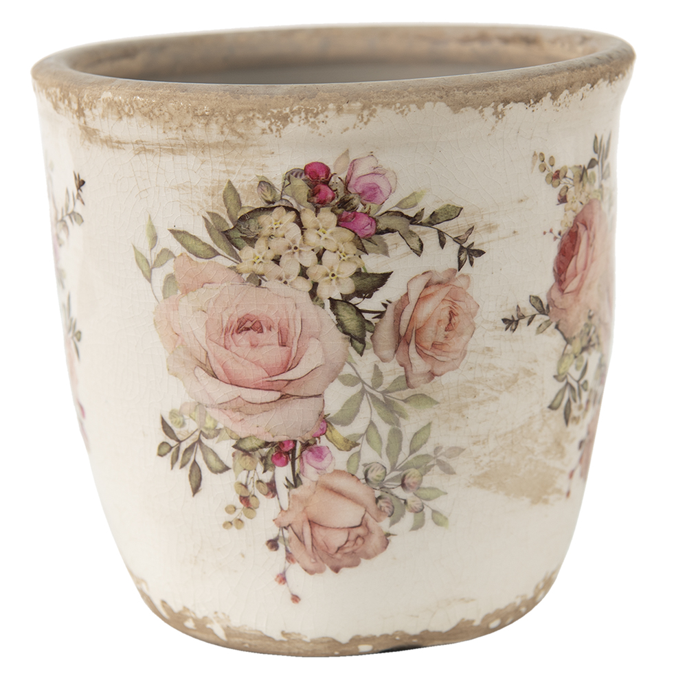 Clayre & Eef   | Bloempot Binnen Roze, Beige ø 14x13 cm | 6CE1421L