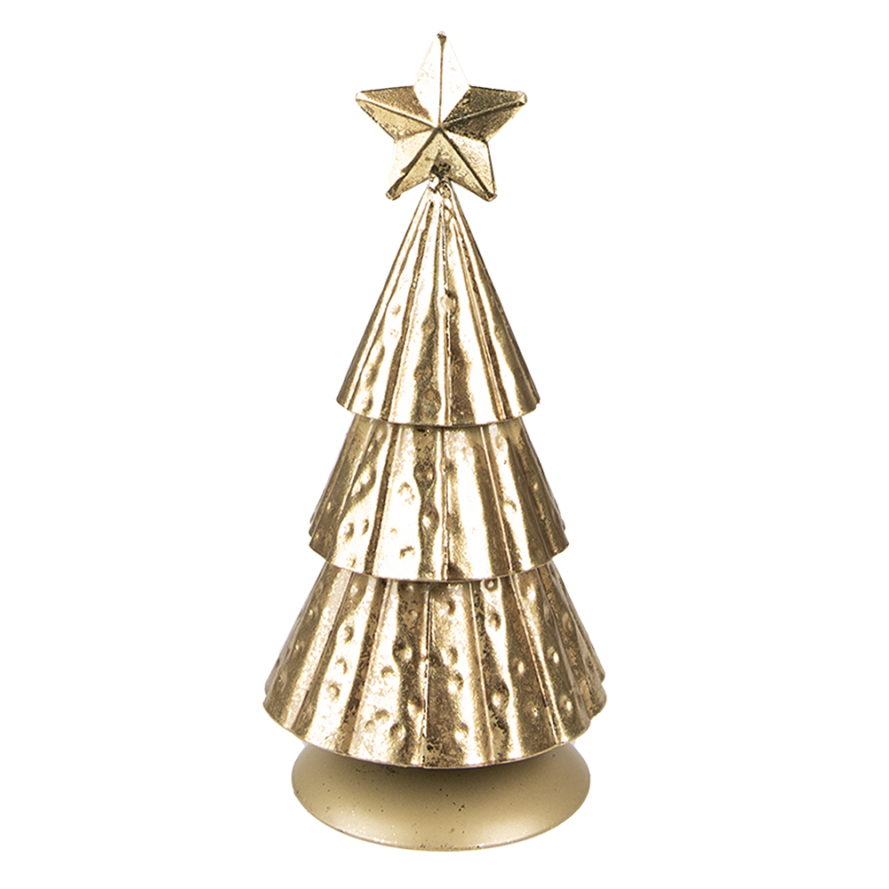 Clayre & Eef   | Kerstdecoratie Kerstboom Goudkleurig ø 8x20 cm | 6Y5371