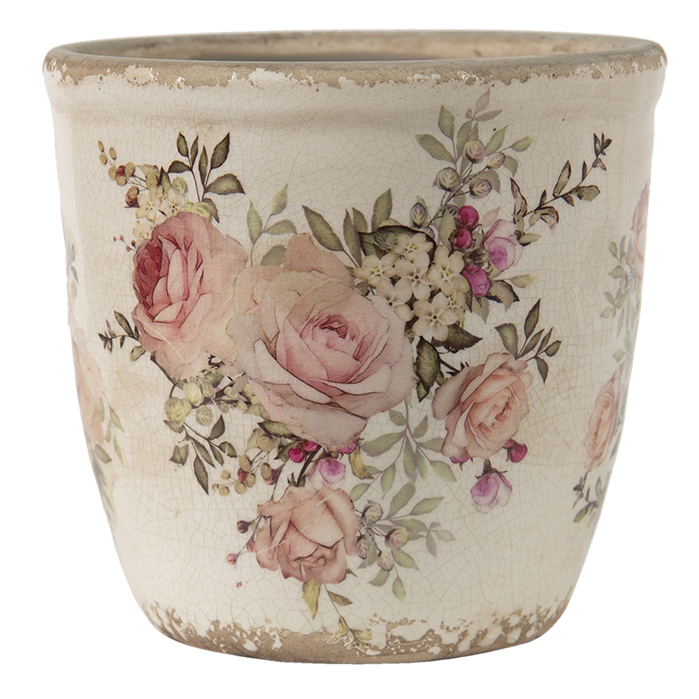 Clayre & Eef   | Bloempot Binnen Roze, Beige ø 11x10 cm | 6CE1421S