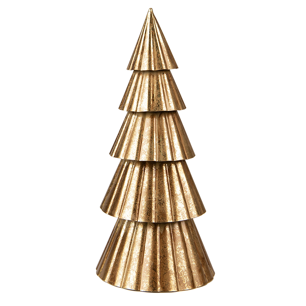 Clayre & Eef   | Kerstdecoratie Kerstboom Goudkleurig ø 14x30 cm | 6Y5372