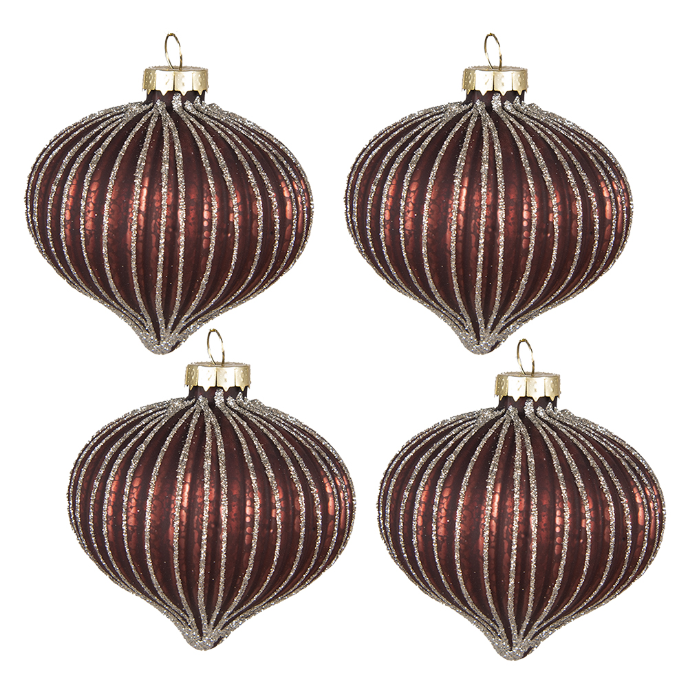 Clayre & Eef   | Kerstballen set van 4 Rood ø 8x8 cm | 6GL4111