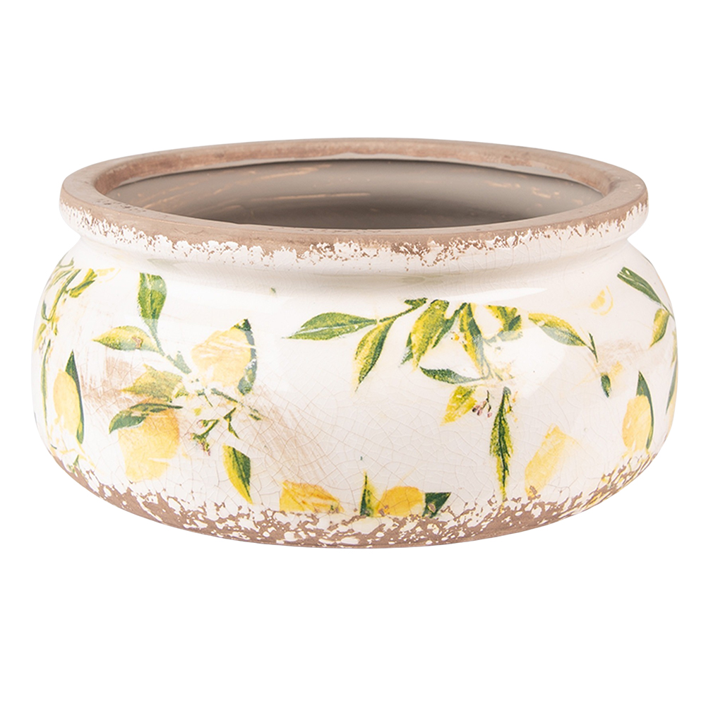 Clayre & Eef   | Bloempot Binnen Geel, Beige ø 23x10 cm | 6CE1534L