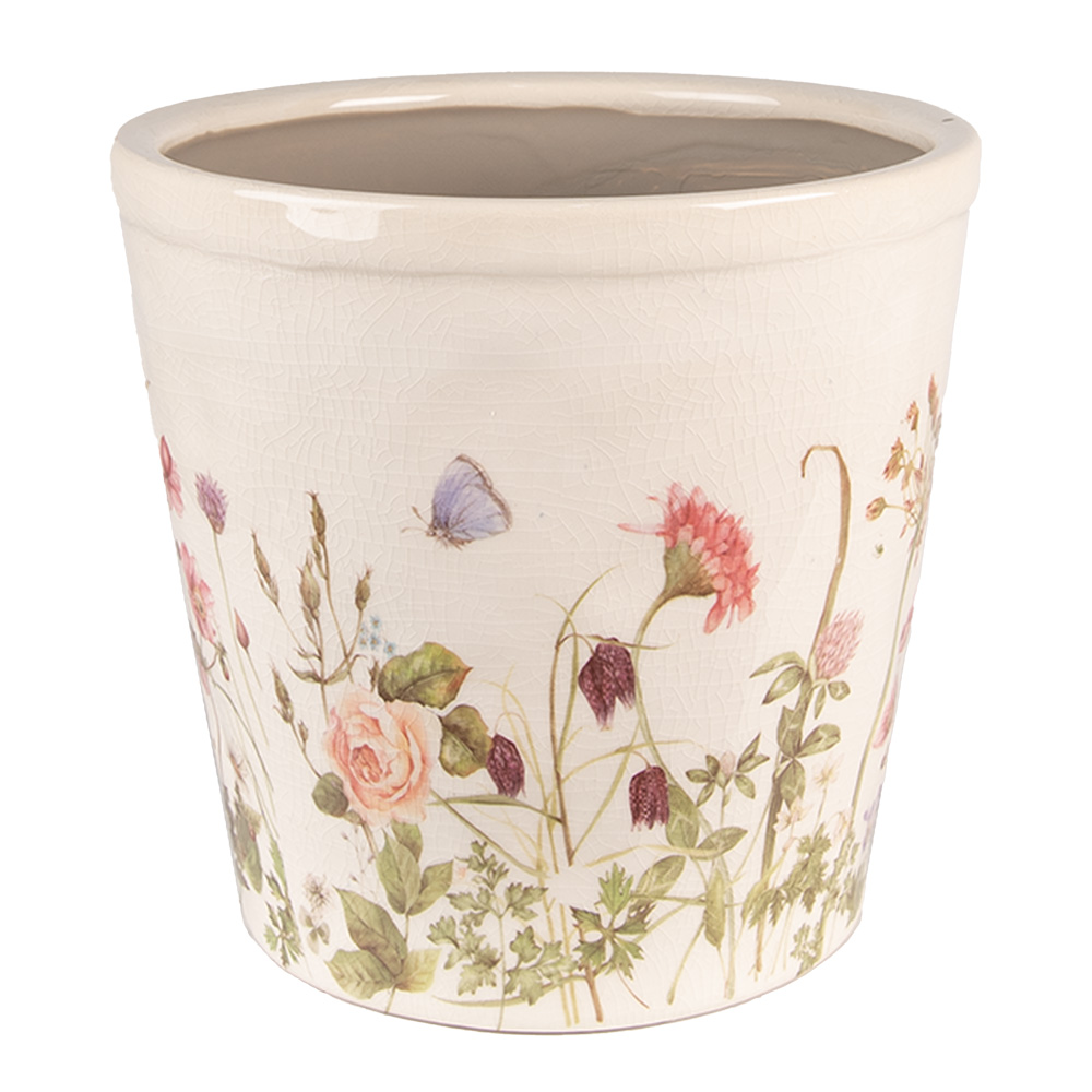 Clayre & Eef   | Bloempot Binnen Roze, Beige ø 21x19 cm | 6CE1555L